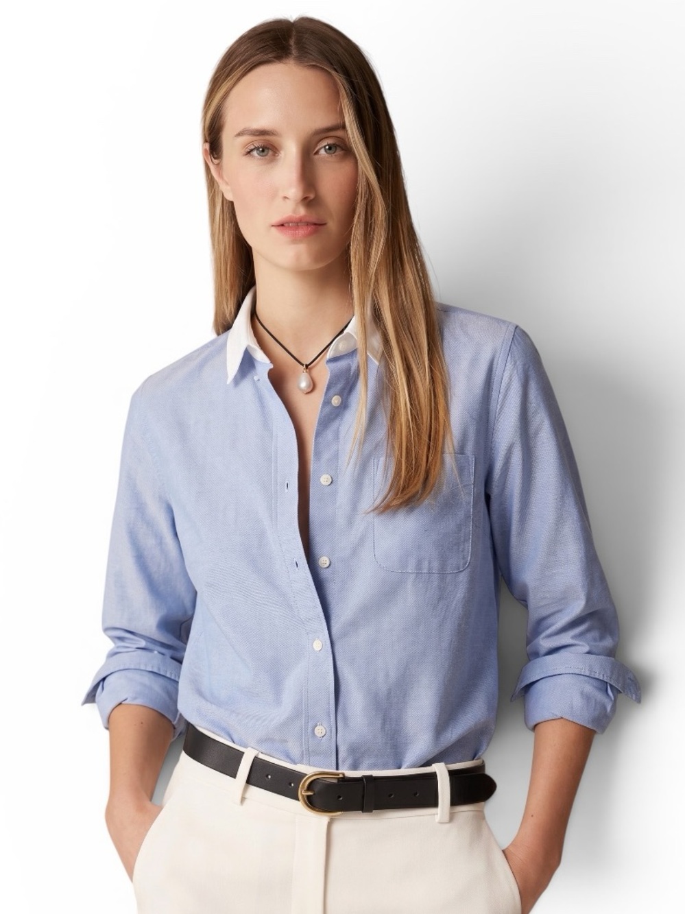 Coach 1941 Tailored Button Down Long Sleeve Shirt Top Blue Women’s Sz 12 Preppy
